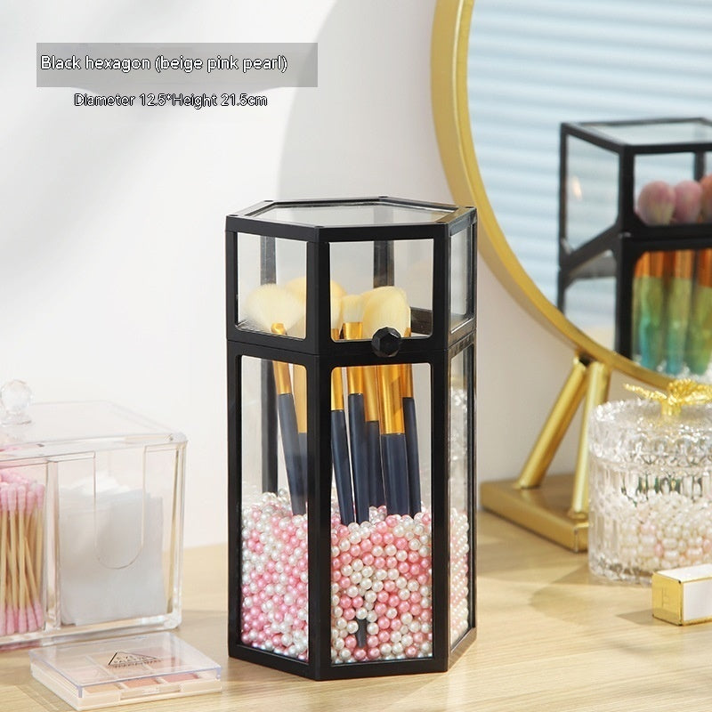 Makeup Brush Glass Storage Container Dustproof Cover