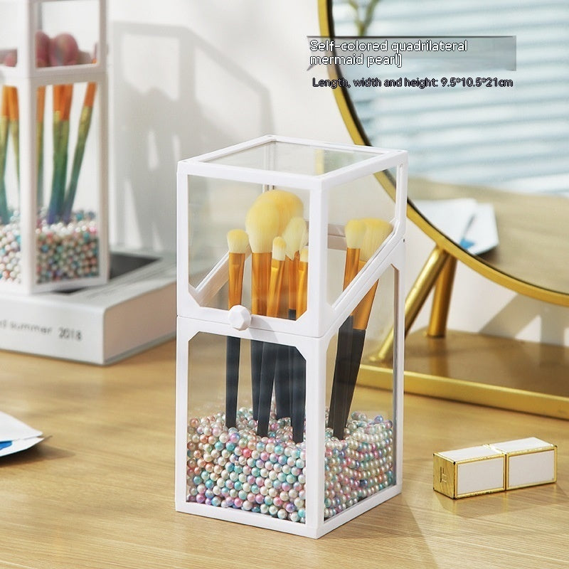 Makeup Brush Glass Storage Container Dustproof Cover