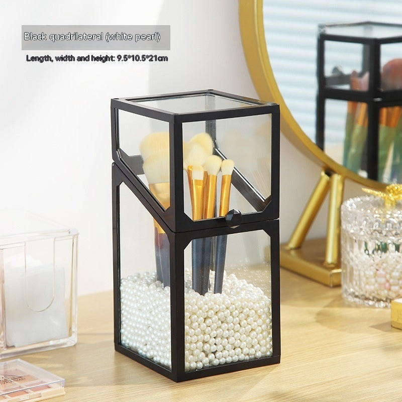 Makeup Brush Glass Storage Container Dustproof Cover