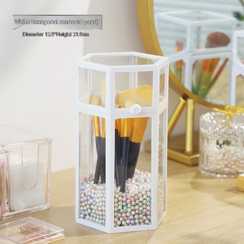 Makeup Brush Glass Storage Container Dustproof Cover