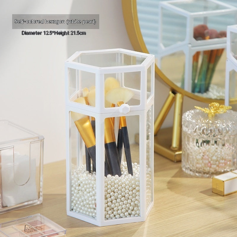 Makeup Brush Glass Storage Container Dustproof Cover