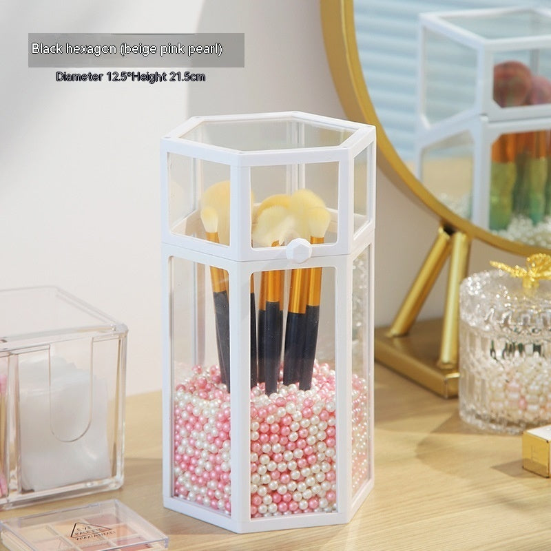 Makeup Brush Glass Storage Container Dustproof Cover